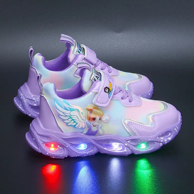 Chaussures de sport respirantes et décontractées avec éclairage LED pour filles, nouvelle collection 2022