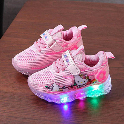 Glowing Cat Girls' Sneakers: A Purrfect Mix of Style and Fun with LED Lights and Cute Cat Prints - IRRAKIDS