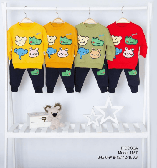 2pcs boy girls top and pants with beautiful Animal faces - IRRAKIDS
